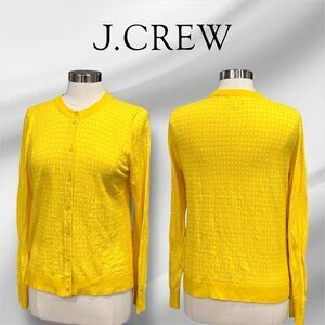 J.Crew Women’s Polka Dot Caryn Cardigan Sweater in Size Large in Yellow/White